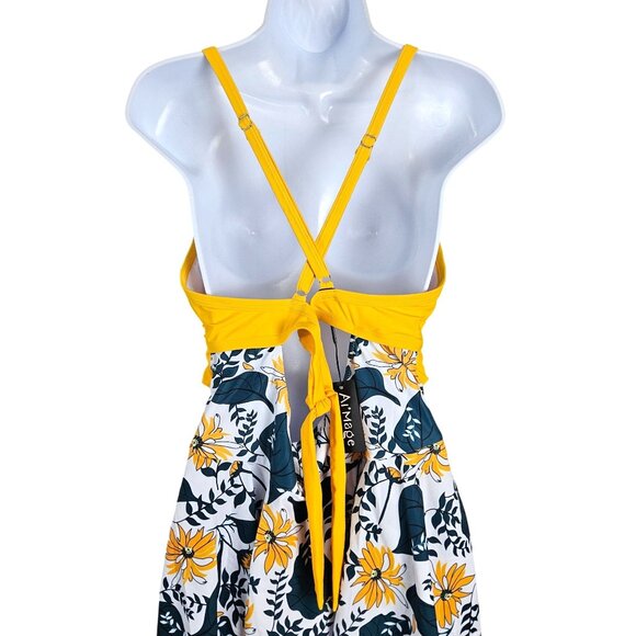 Womens 2XL Floral Print Backless Swimdress Tummy Control Beach Pool Sexy - Picture 8 of 11